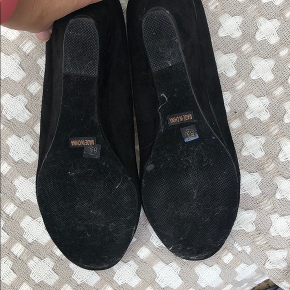 Black Faux Suede Wedges - Picture 3 of 8